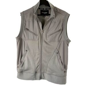 Guess Mens Grey Full Zip Perforated Panel Utility Vest Size Large L